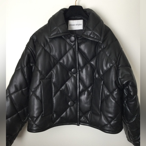 STAND STUDIO Black Puffy Jacinda Puffer Quilted Jacket Size 34 $430 - Picture 15 of 16